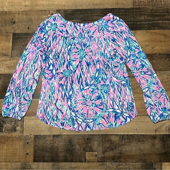 Lilly Pulitzer Lilias Tunic Top - Tiki Pink Shake It Up - Picture 3 of 6